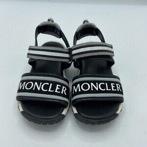 Moncler Enfant Logo Strap Flat Kids Sandals Black Sz EU 27 US 11